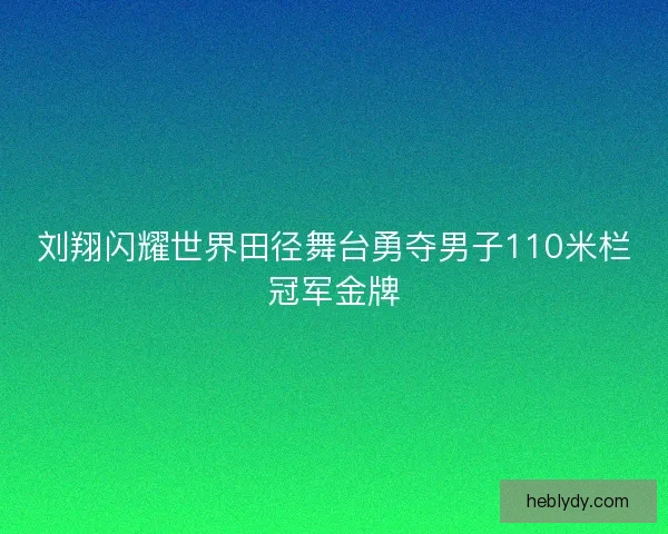刘翔闪耀世界田径舞台勇夺男子110米栏冠军金牌